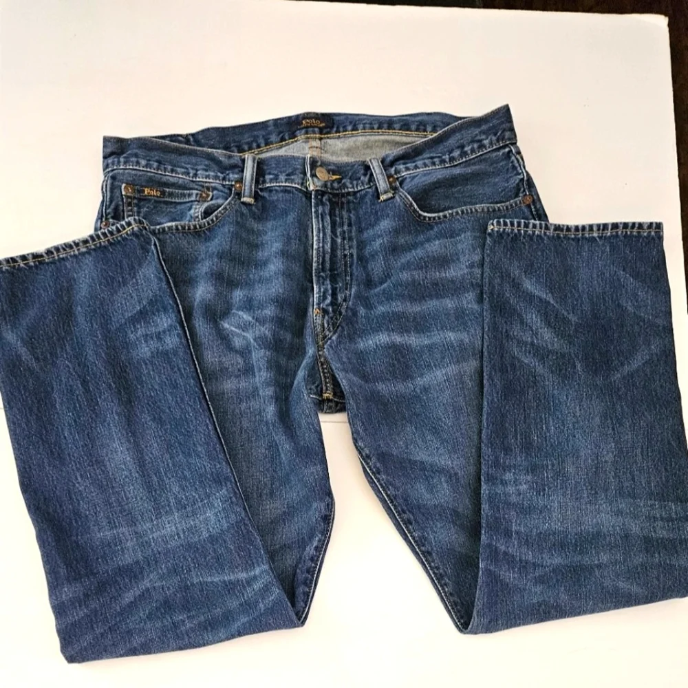 Polo Ralph Lauren Mens Hampton Straight Leg 35x32 Medium Distressed Wash
